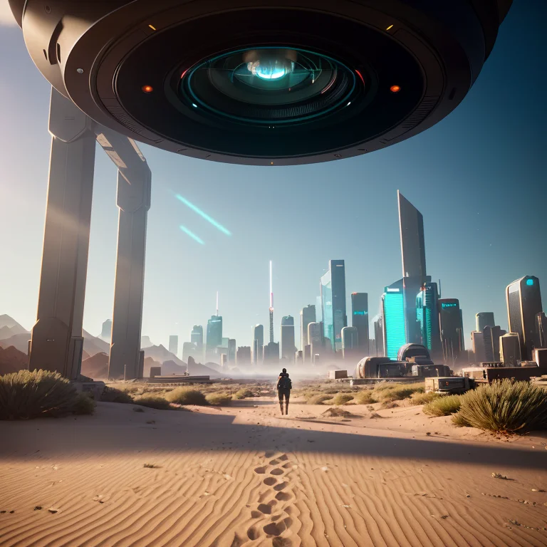 Fpov Shot, Wide Angle, Looking At A High Tech Portal, In Mod...