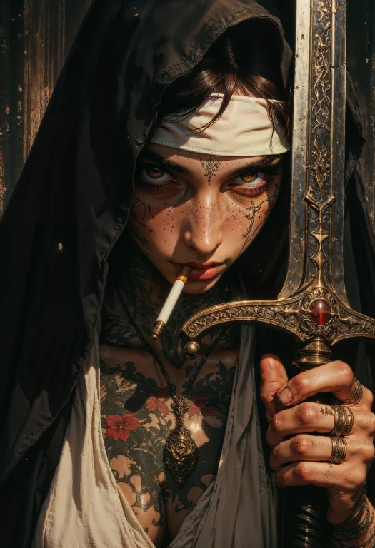 A Sensually Rebellious Nun, Her Forbidden Allure Highlighted...
