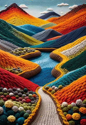 Knitted World, Idea Knitted Abstract Landscapes Description... — SDXL AI Prompt: knitted world, Idea: "Knitted Abstract Landscapes" Description: Create abstract...