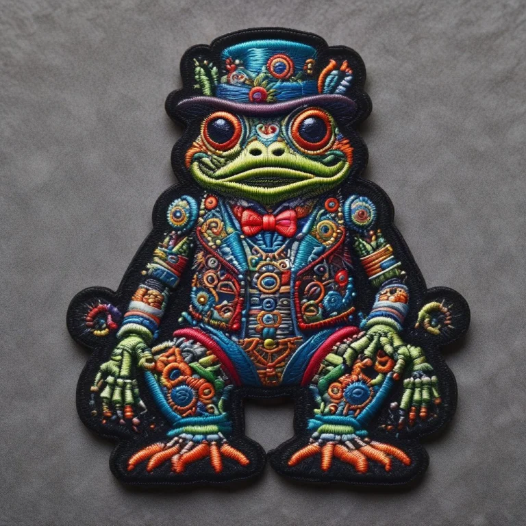 Ral-embroideredpatch, An Cute Anthro Robot Frog Wearing A To...
