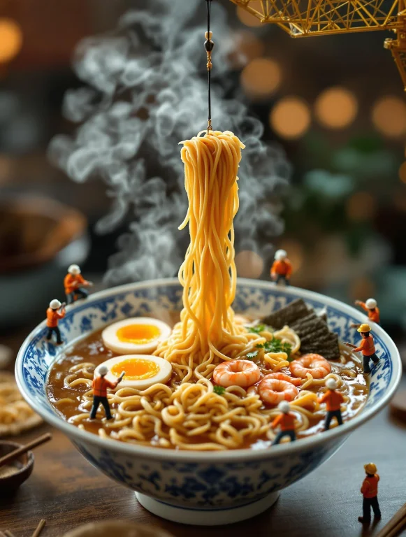 A Highly Detailed And Cinematic Close-up Of A Steaming Bowl...