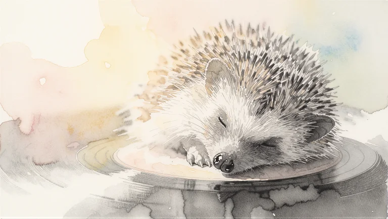 A Delicate Pencil Drawing Of A Hedgehog Sleeping Peacefully...
