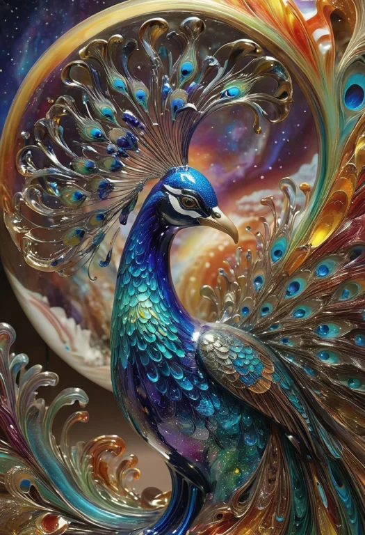 Made Out Of,colorful,liquid,murano Art Glass, A Majestic Pea...