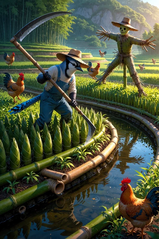 , A Photorealistic, Highly Detailed Photograph Of A Bamboo F...