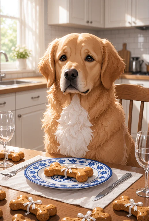 A Golden Retriever Dog With Fluffy Golden-brown Fur, White C...