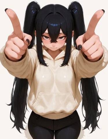 Df5tyle, 1girl, Kuro, Twintails, Casual Clothes, Pointing Wi... — Stable Diffusion AI Prompt: df5tyle, 1girl, kuro, twintails, casual clothes, pointing with finger gun, point...