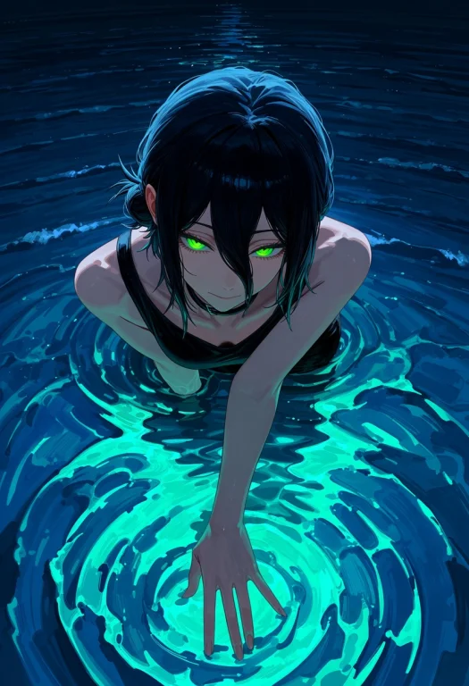 Rezechainsaw Man, A Young Anime Woman With Dark Messy Hair G...