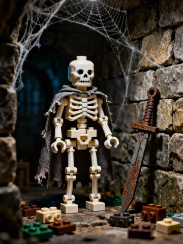 Skeleton Made Out Of Lego In A Dungeon — Stable Diffusion AI Prompt: skeleton made out of lego in a dungeon