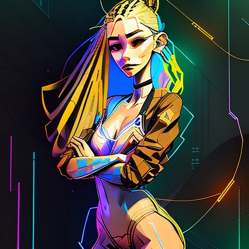 Glitch Art Full Body Portrait Of A Strapping, Waif-like, Sur...