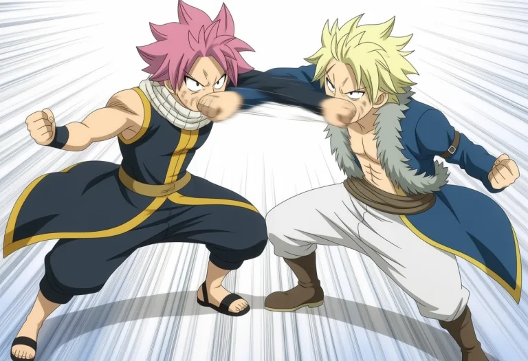 2boys, Natsu Dragneel, Pink Hair, Black Eyes, Black Vest, Bl...