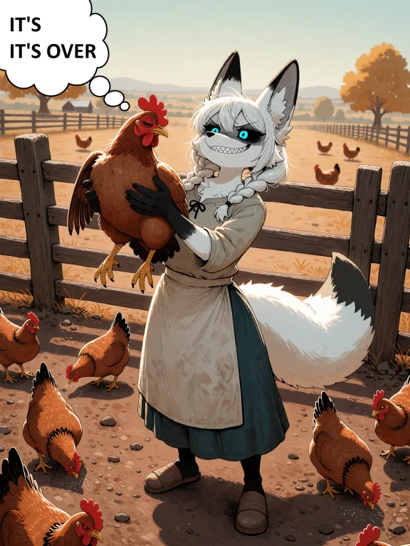 Photorealistic, Sunny Farmyard, Wooden Fence, Chickens Scrat...