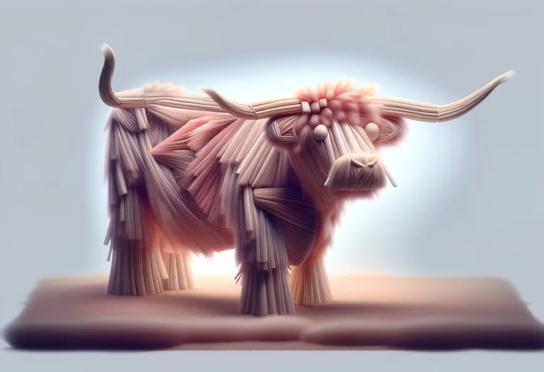 Highland Cow Made Out Straw