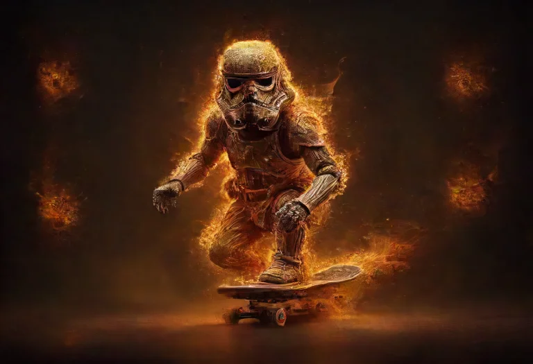 Flame Style, A Clumsy Stormtrooper Doing A Kickflip On A Ska...