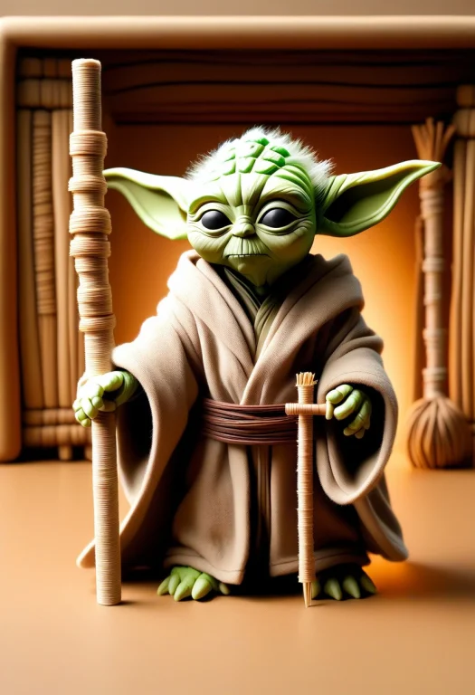 Yoda With Bound Stalks In A House
