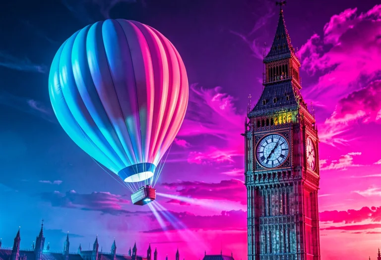 A Zeppelin Drifting Past A Clock Tower, Octane Render, High...