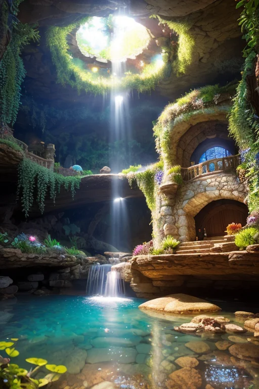 Pov, Wide Angle Shot, Beautiful Lush Underground World, Stre...
