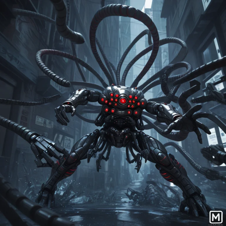 Matrsent,robot,tentacles, Action Pose,