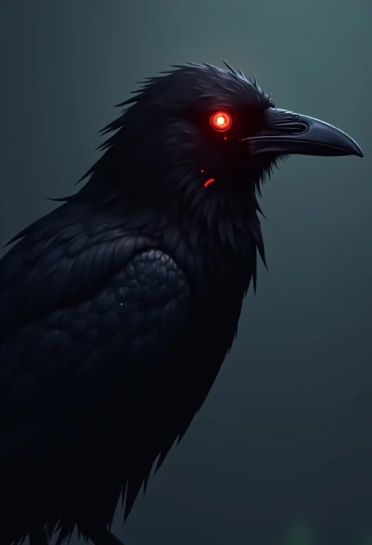 Black Crow, Sharingan Eye, Close Up Shot, Anime Style, Glowi...