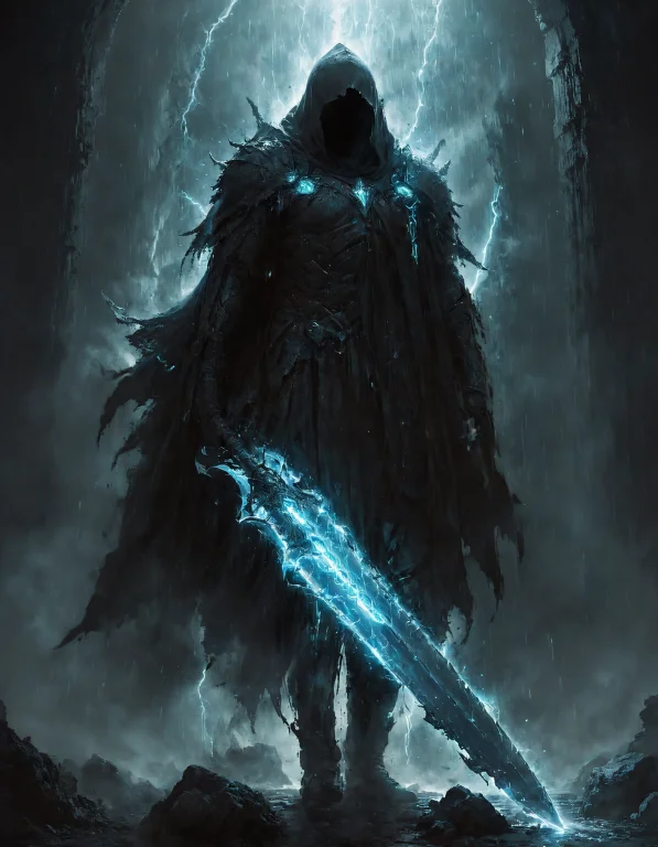 Concept Art Hidden Face, Mysterious, Hooded, Full Body, Dark...