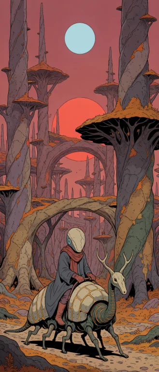 A Surreal Clear-line Science-fiction Illustration Inspired B...