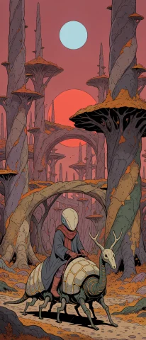 A Surreal Clear-line Science-fiction Illustration Inspired B... — Stable Diffusion AI Prompt: A surreal clear-line science-fiction illustration inspired by the imaginative pl...