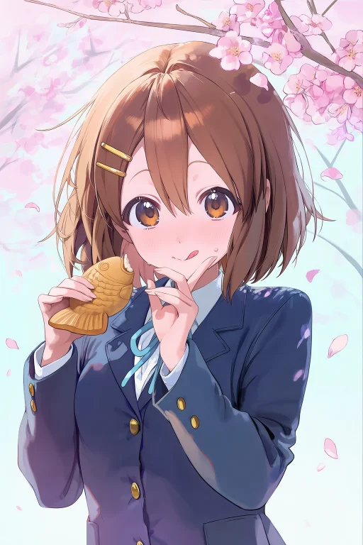 , , K-on, Hirasawayui, 1girl, Browneyes, Brownhair, Cherrybl...