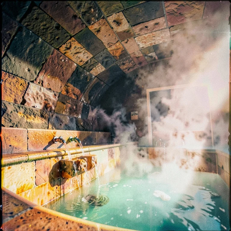 A Roman Bath Steaming Beneath Vaulted Stone, Digital Paintin...