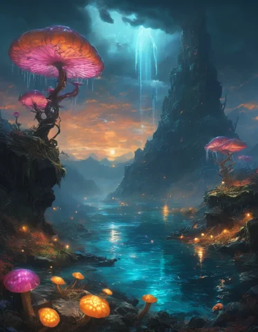 Structuresvalleyslegendgeodesfirefliesdragonsmythicalshiftin... — SDXL AI Prompt: structuresvalleyslegendgeodesfirefliesdragon'smythicalshiftingseabirdsexhalefilt...