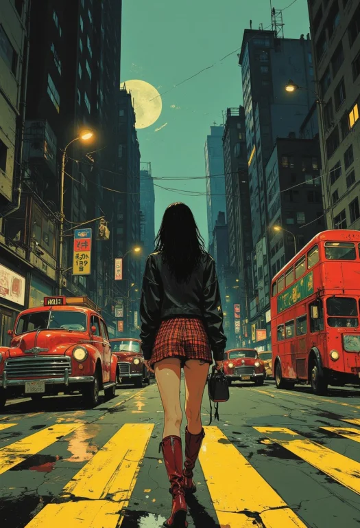 Create An Image Of A Digital Illustration In A Dark, Urban C...