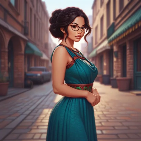 Itzel-R Profile Portrait — Stable Diffusion AI Prompt: Itzel-R, profile portrait of a Latina woman, wearing glasses, big brown eyes, we...