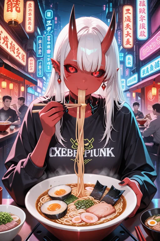 Lazympos, Noodles, Chopsticks, Ramen, Neon Lights, Horns, 1g...