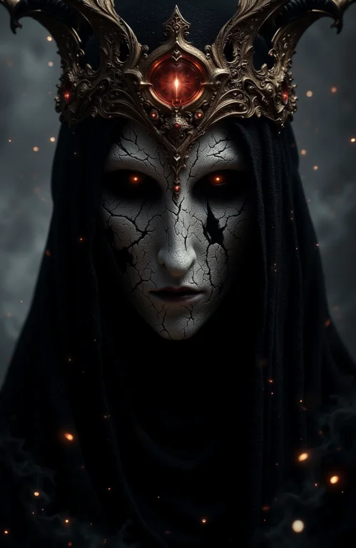 Dark Queens Broken Mask, Glowing Crown Faintly Flickering Sh...