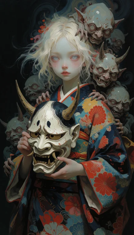 An Eerie, Dark Fantasy Digital Painting Featuring A Pale You...