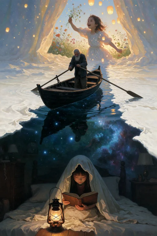 A Surrealist Fantasy Painting, Vertical Composition, Seamles...