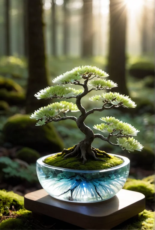 A Small Bonsai Tree Made From Glass1.21, White Glass Branche...