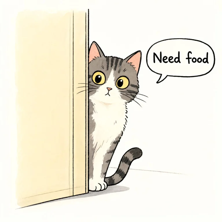 Doodle Of A Cat Peeking Out From Behind A Corner. Cat Speech...