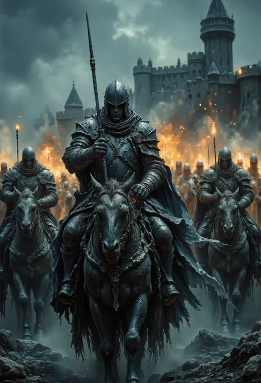 A Dramatic And Intense Medieval Cavalry Charge Under The Cov...