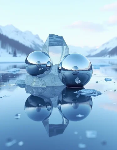 This Is Formed Mercury Mirrored Spheres Embedded In Quartz F... — Stable Diffusion AI Prompt: this is formed mercury mirrored spheres embedded in quartz formation in a frozen...