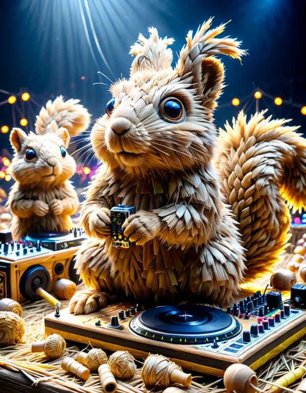 Dj Squirrels At A Rave Entirely Made Of Straw, Lazypos, Lora...