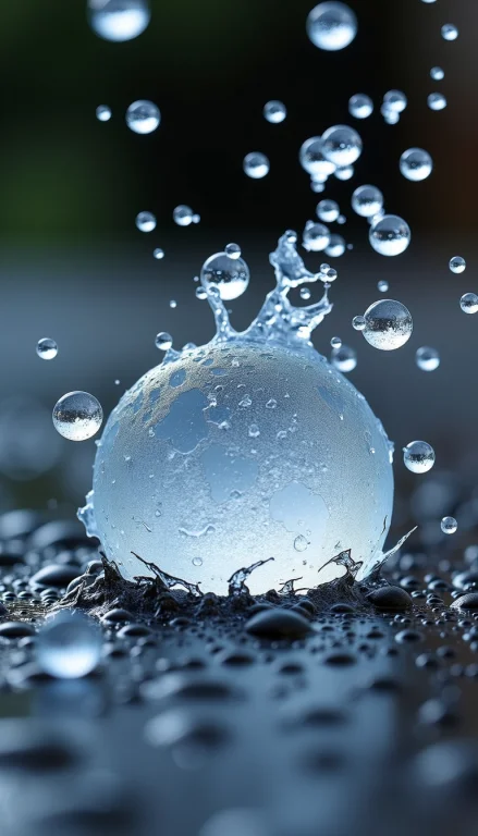 Extreme Close-up Of A Small Hailstone In The Split Second Af...