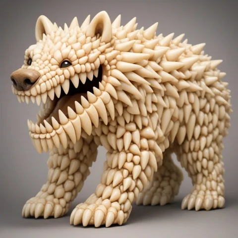 Madefromteef, Toothy Texture, Full Creature View, Entire Cre... — SDXL AI Prompt: made_from_teef, toothy texture, full creature view, entire creature frame, head-...