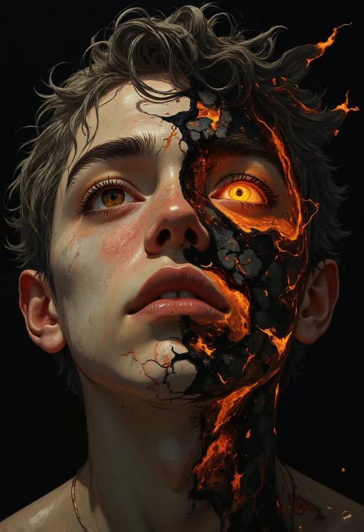 A Surreal Close-up Of A Human Face Where The Skin Appears To...
