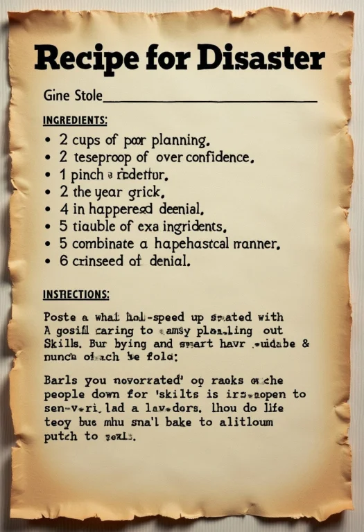 A Recipe Card Titled Recipe For Disaster, With Steps That Cl...