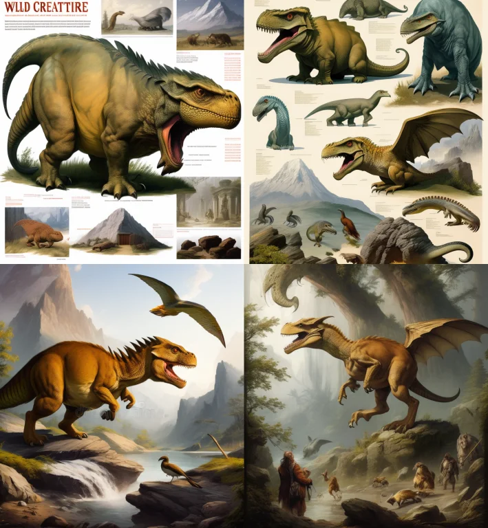 Wild Creature Roaming Freely, Creature Sheet Page, Prehistor...