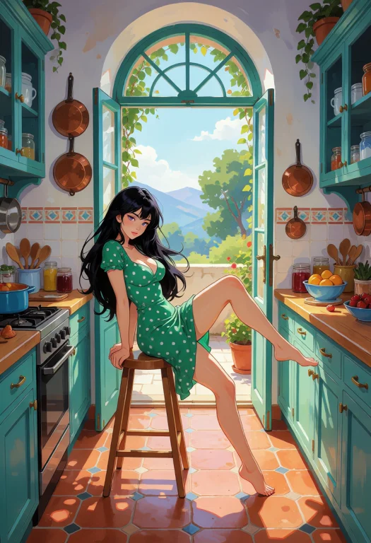 Vibrant Illustrative Painting With Saturated Colors And Clea...