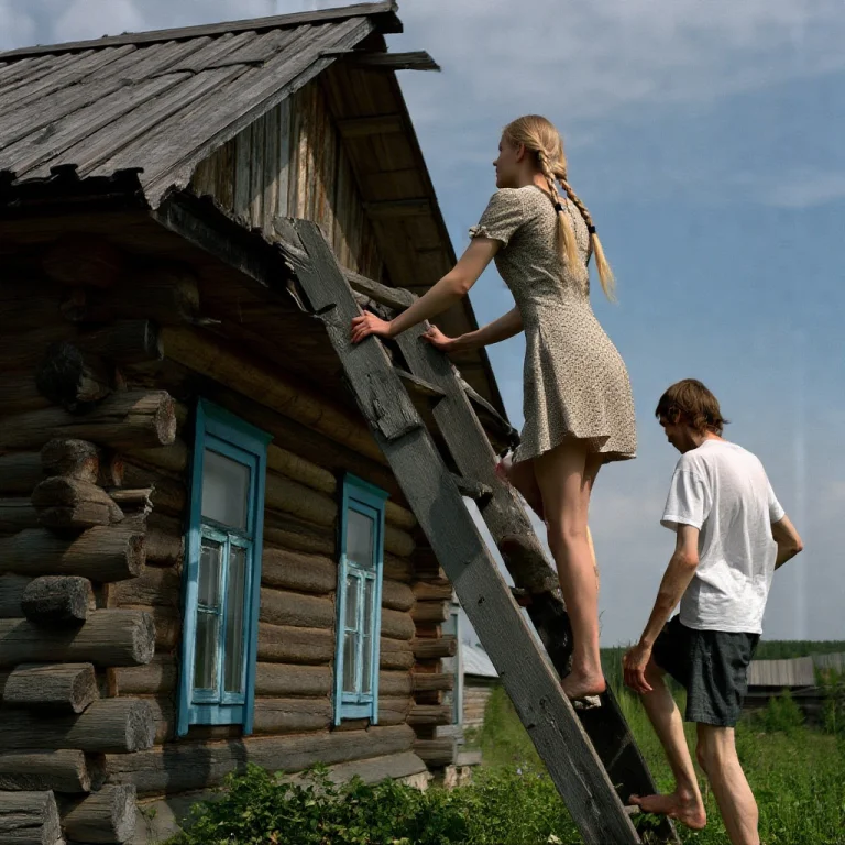 In A Russian Village In 1995, A Young Woman With Light Blond...