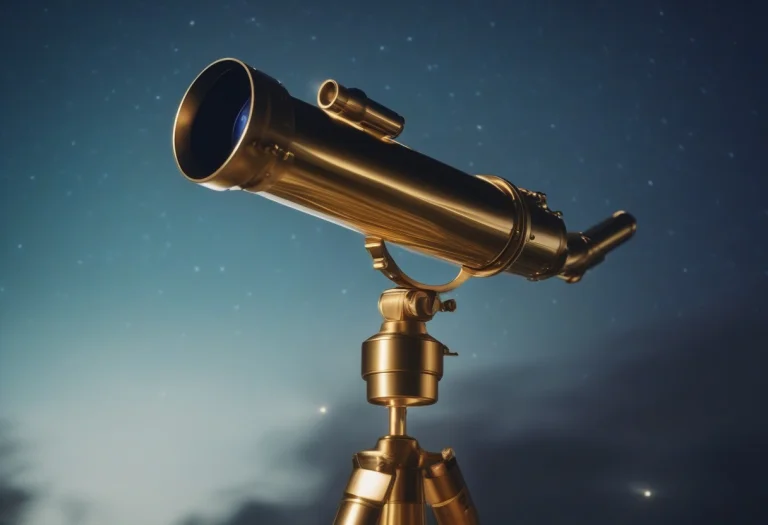 A Brass Telescope Aimed At A Night Sky, Motion Blur, Worms E...