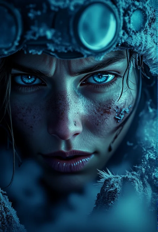 A Close-up Of A Frost-covered, Weary Face With Chapped Lips...