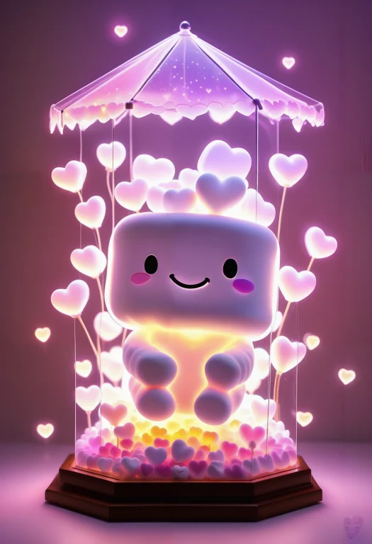 Double Exposure Silhouette Of A Happy Marshmallow, Ambient L...