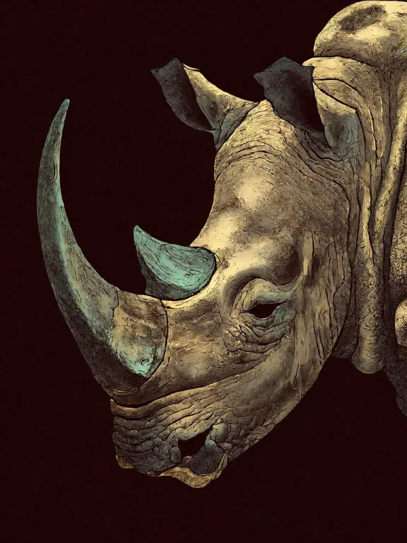 Bradhamel Art Style.a Detailed Illustration Of A Rhinoceros...